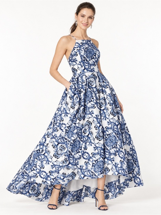 Stacy Adams Dresses & Skirts - Stacy Adams Blue and White Floral Midi Dress 12 prom dinner occasions pocket
